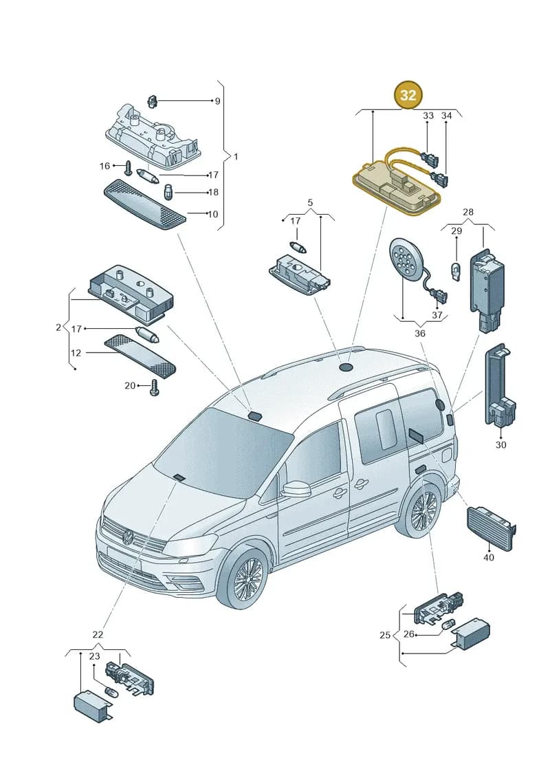 2K5947105A — Volkswagen Caddy (2015-2020) diagram 866947000, position 32