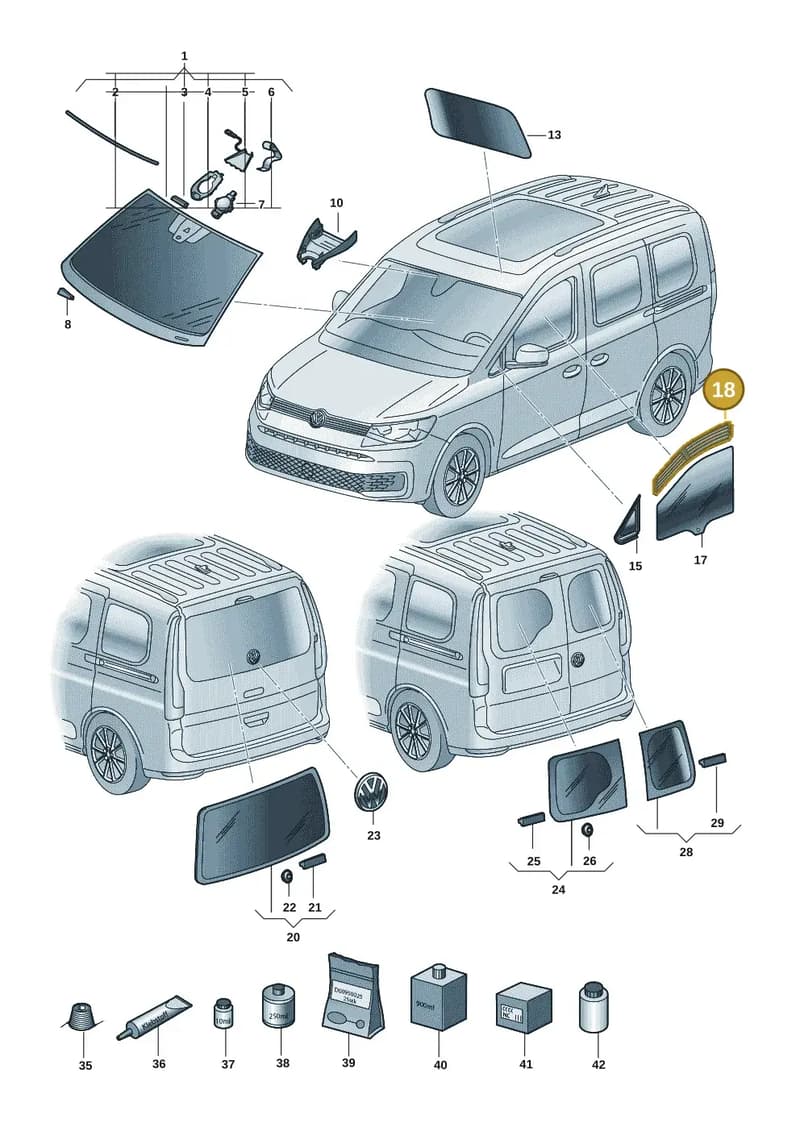 2K7847750A9B9 — Volkswagen Caddy Maxi (2020-2025) diagram 2ka845000, position 18