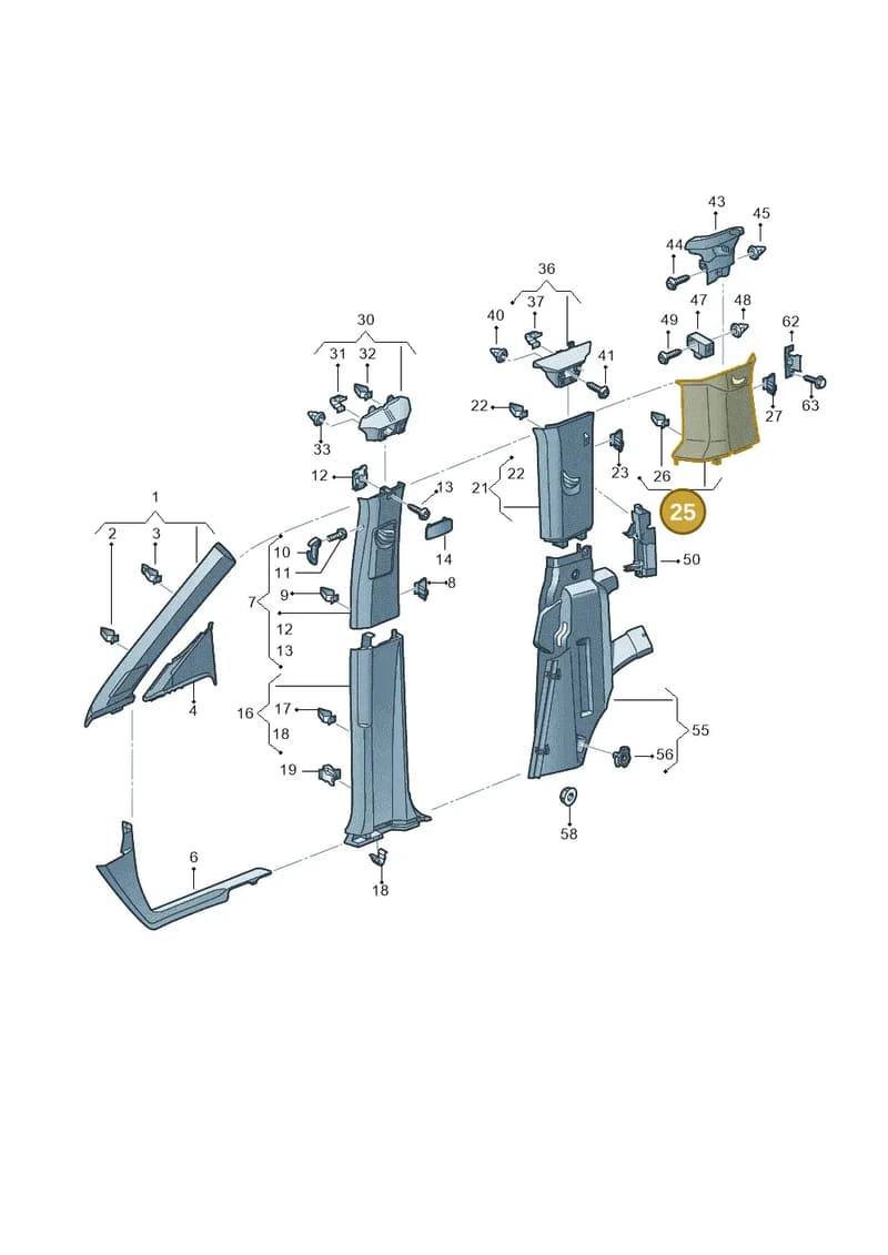 2K7867245EY20 — Volkswagen Caddy Maxi (2020-2025) diagram 2ka867065, position 25