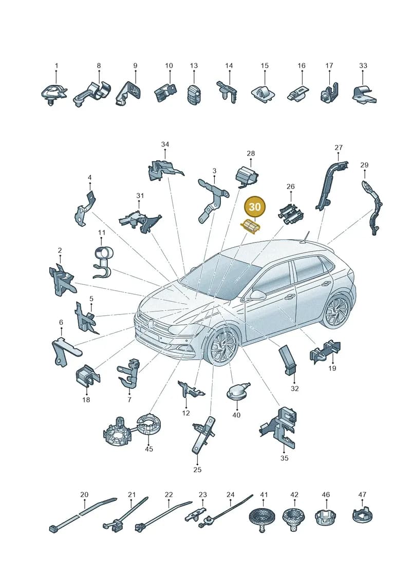 2Q0971615L — Volkswagen Polo (2017-2025) diagram 837971820, position 30
