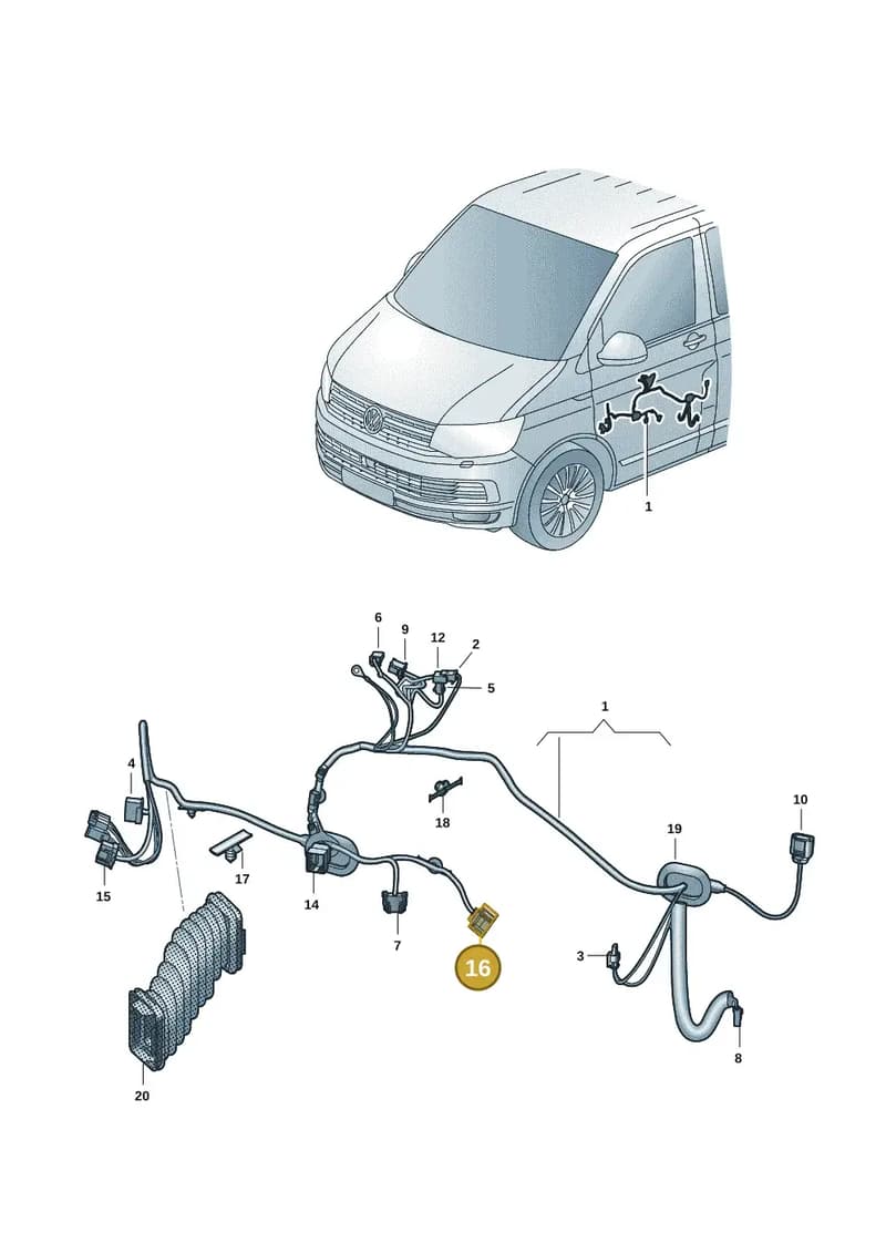 2Q0972724 — Volkswagen Transporter Multivan (2019-2024) diagram 7em972030, position 16