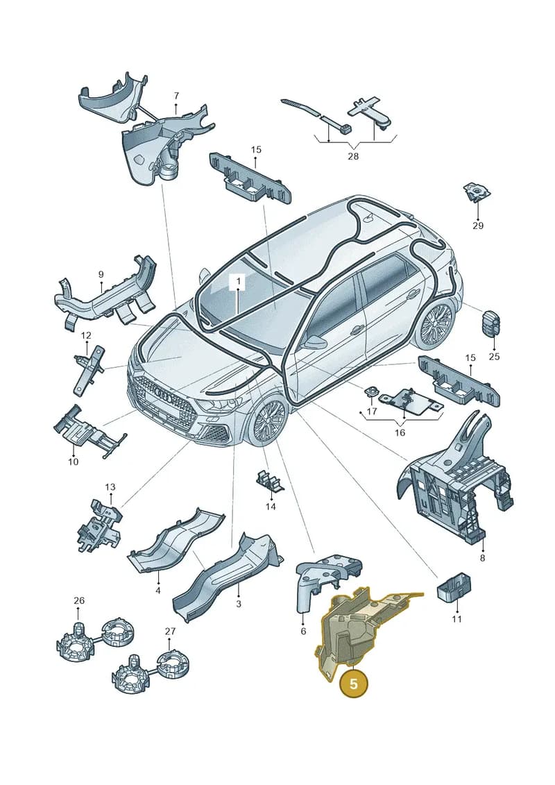 2Q1971615A — Audi A1 Sportback (2018-2025) diagram 592971800, position 5