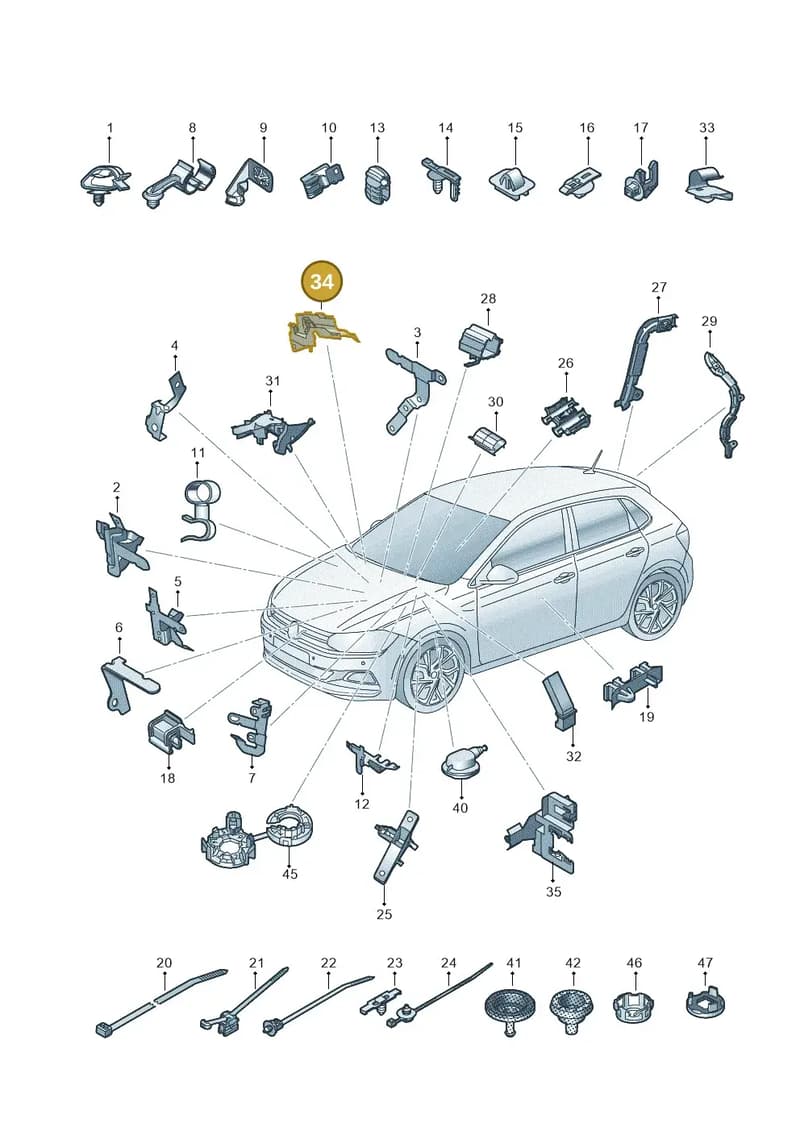 2Q2971615A — Volkswagen Polo (2017-2025) diagram 837971820, position 34