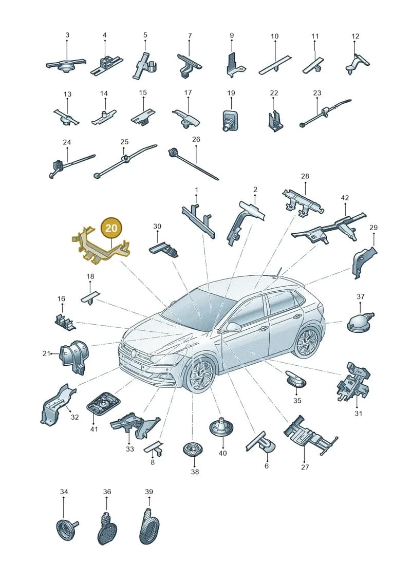 2Q2971815 — Volkswagen Polo (2017-2025) diagram 837971830, position 20