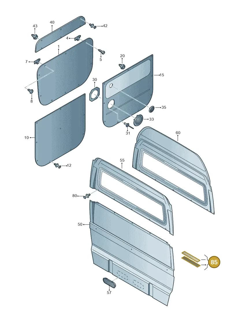 357898250 — Volkswagen Crafter 35 panel (2011-2016) diagram 483867200, position 85