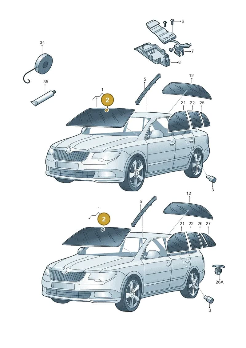 3AA845543B — Skoda Superb (2013-2015) diagram 632845000, position 2