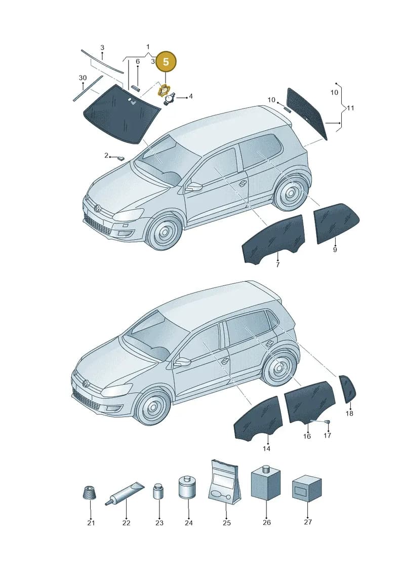 3AA845543B — Volkswagen Polo (2012-2014) diagram 672845000, position 5