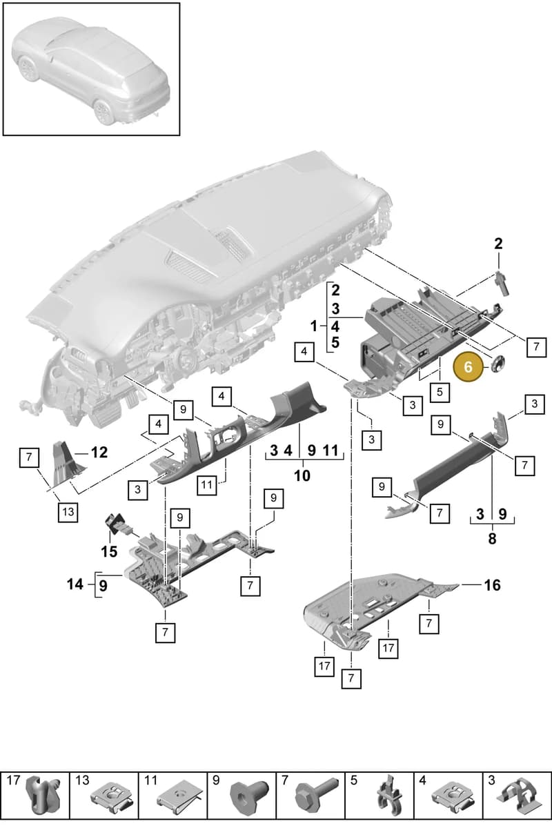 3B08163559B9 — Porsche Cayenne (2017-2023) diagram p51809010, position 6