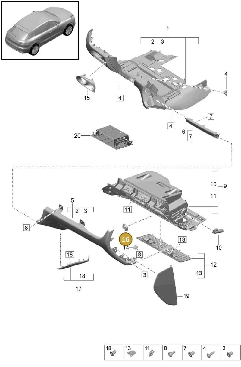 3B08163559B9 — Porsche Macan R4 TFSI (2018-) diagram p52809010, position 16