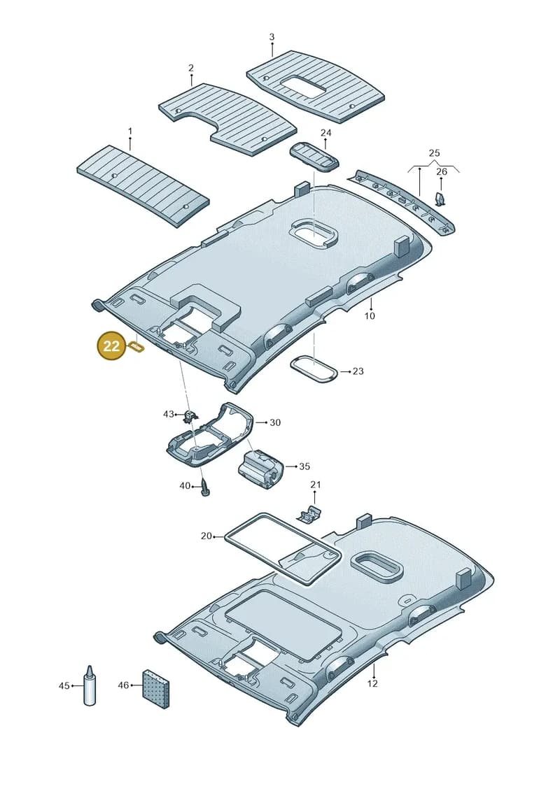 3B0868829 — Volkswagen Golf (2011-2013) diagram 420867550, position 22