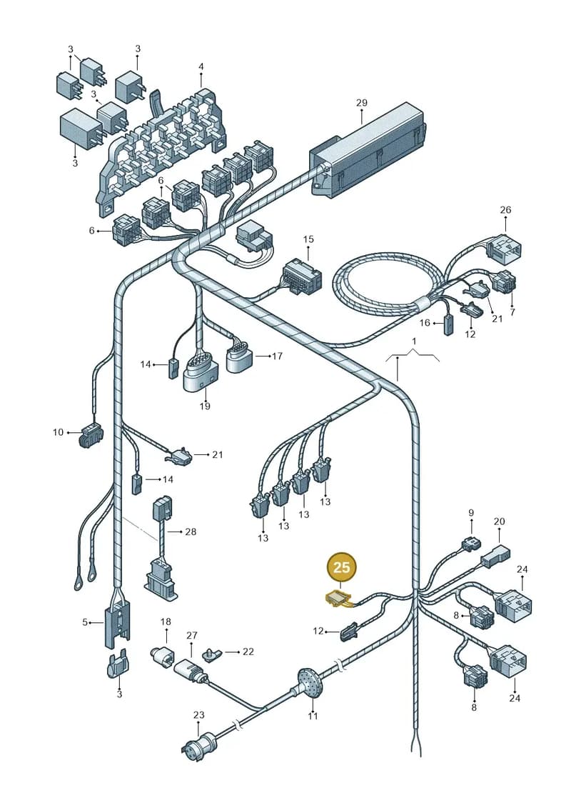 3B0972703 — Volkswagen Passat/4Motion/W8 (2000-2002) diagram 226972830, position 25