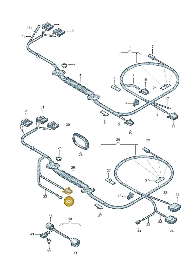 3B0972703 — Volkswagen Passat/4Motion/W8 (2000-2002) diagram 404972860, position 32