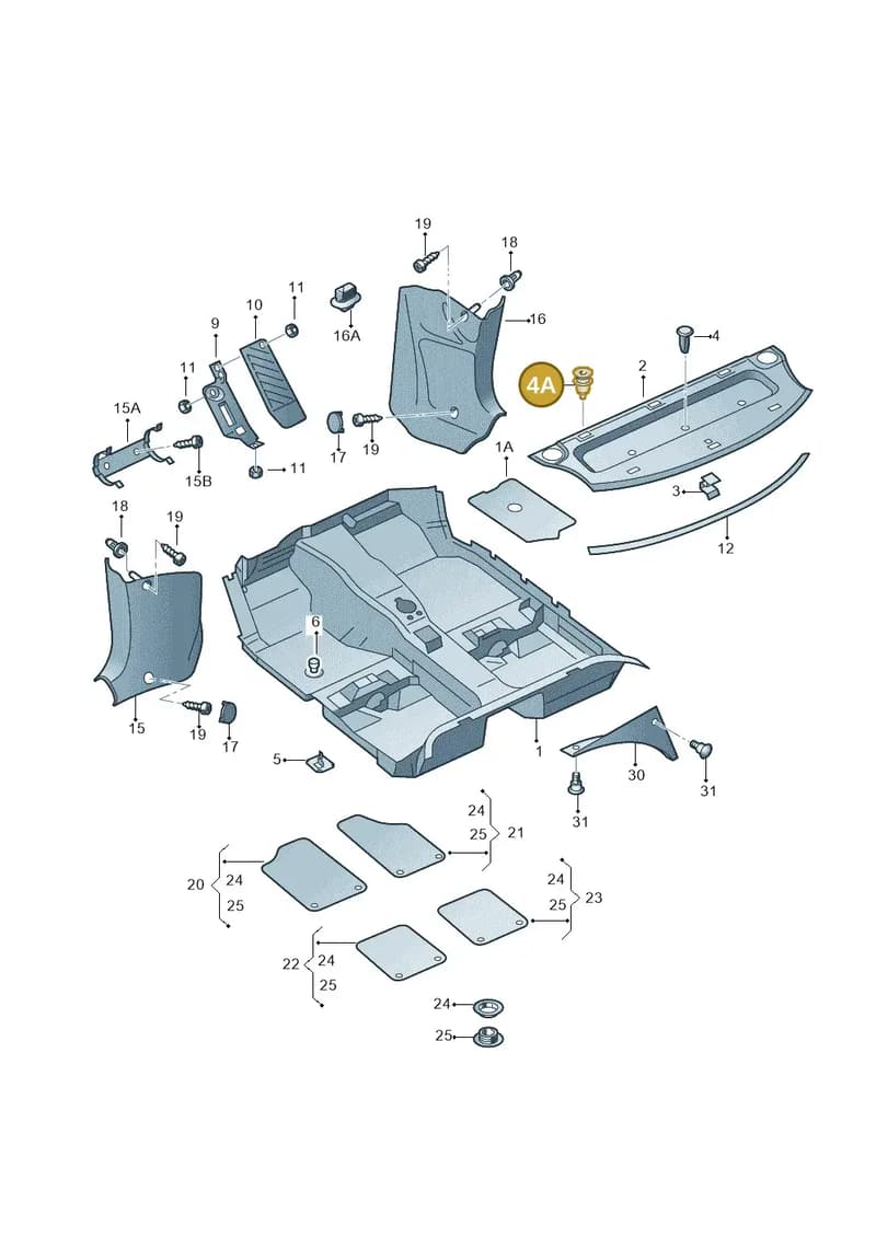 3B58636899B9 — Volkswagen PASSAT/4MOTION/W8 (2002-2005) diagram 156863000, position 4A