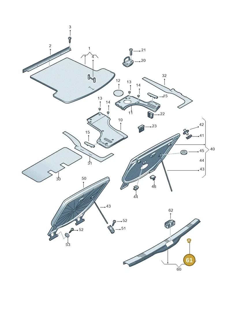 3B58636899B9 — Volkswagen PASSAT/4MOTION/W8 (2002-2005) diagram 195863900, position 61