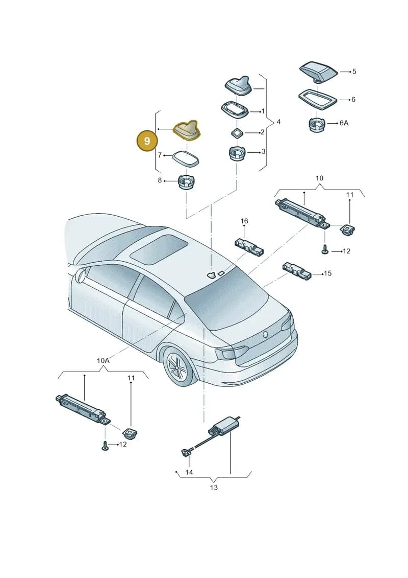 3C0035507AK — Volkswagen Jetta (2014-2017) diagram 789035010, position 9