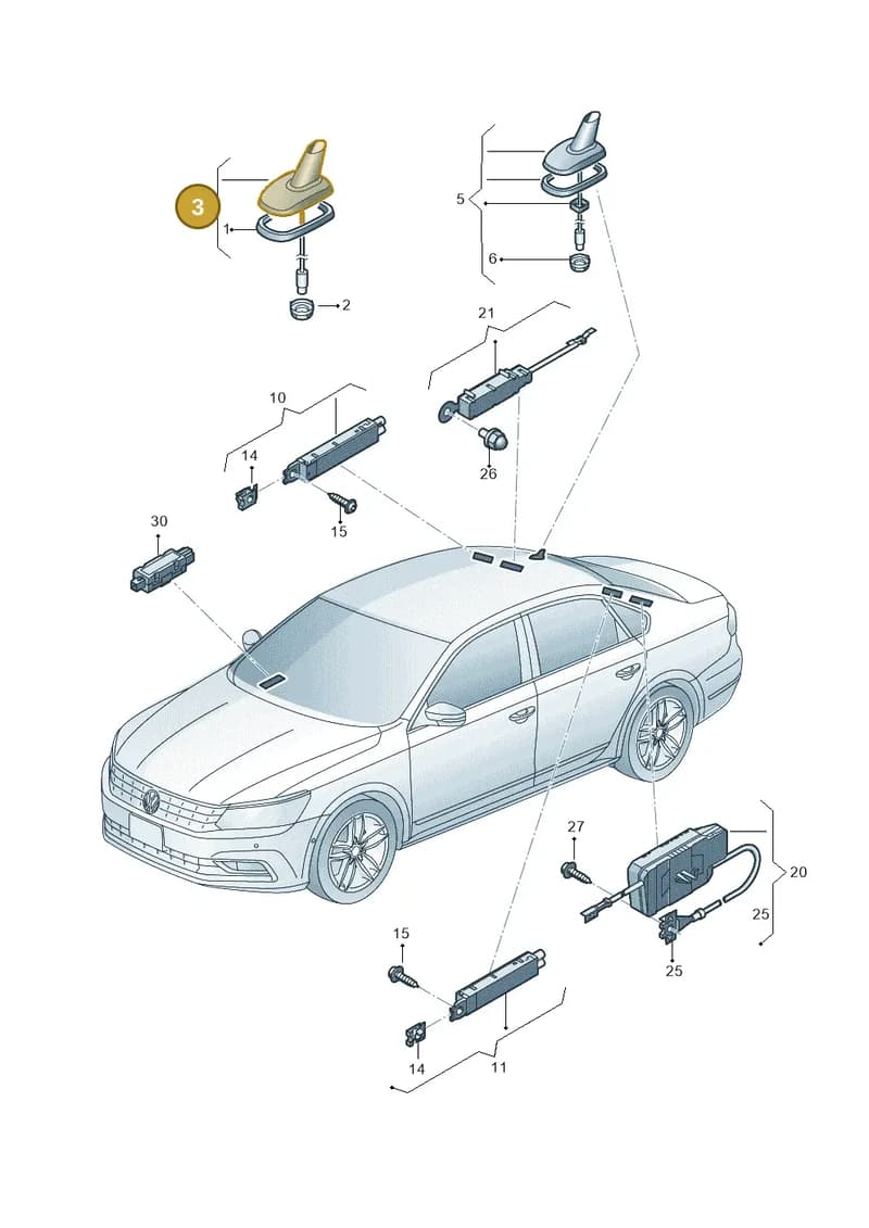 3C0035507AK — Volkswagen New Passat (2015-2022) diagram 868035100, position 3
