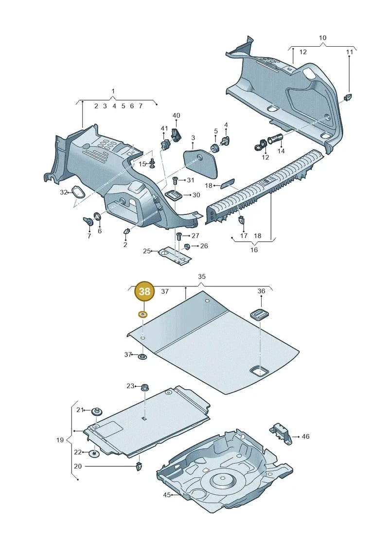 3C0864521SF3 — Audi A6 2.0 (2018-) diagram 430863800, position 38