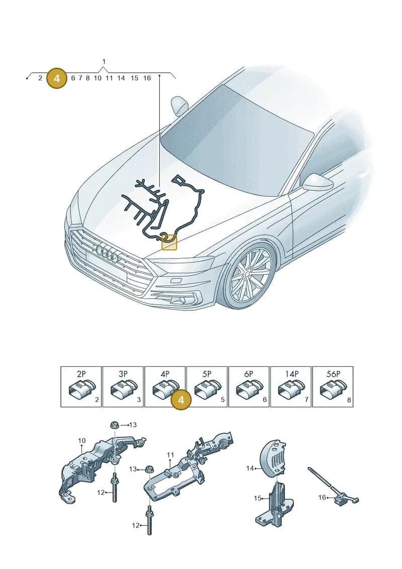 3C0973714 — Audi A8 (2017-2025) diagram 838971460, position 4