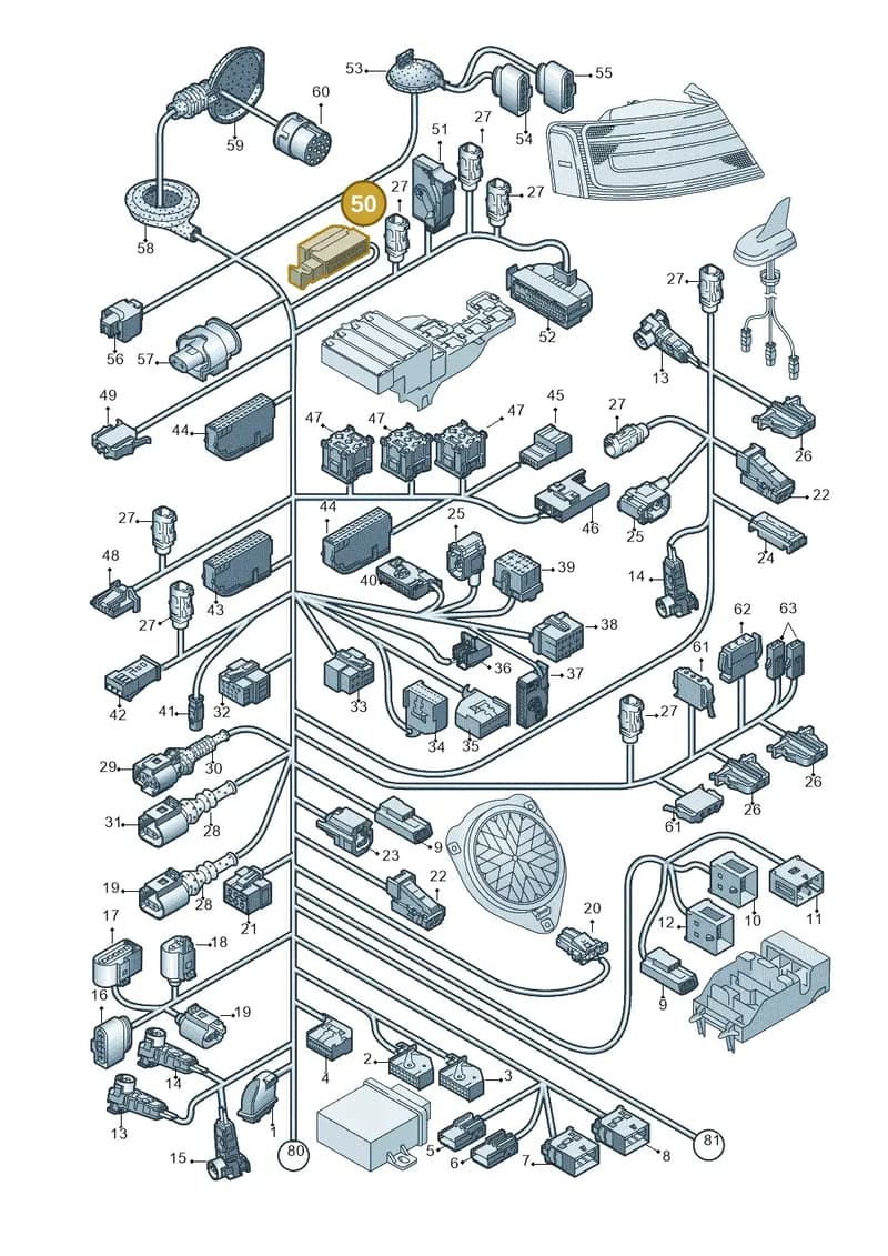 3C0973763A — Audi RS5 Coupe (2010-2015) diagram 620971830, position 50