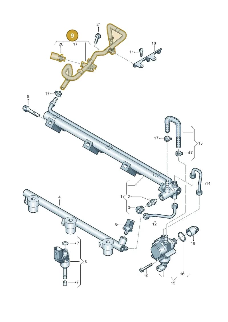 3D0133986AT — Volkswagen Phaeton 4motion (2008-2010) diagram 627133900, position 9