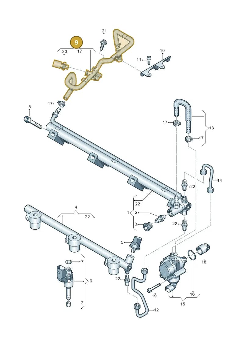 3D0133986AT — Volkswagen Phaeton 4motion (2010-2016) diagram 691133900, position 9