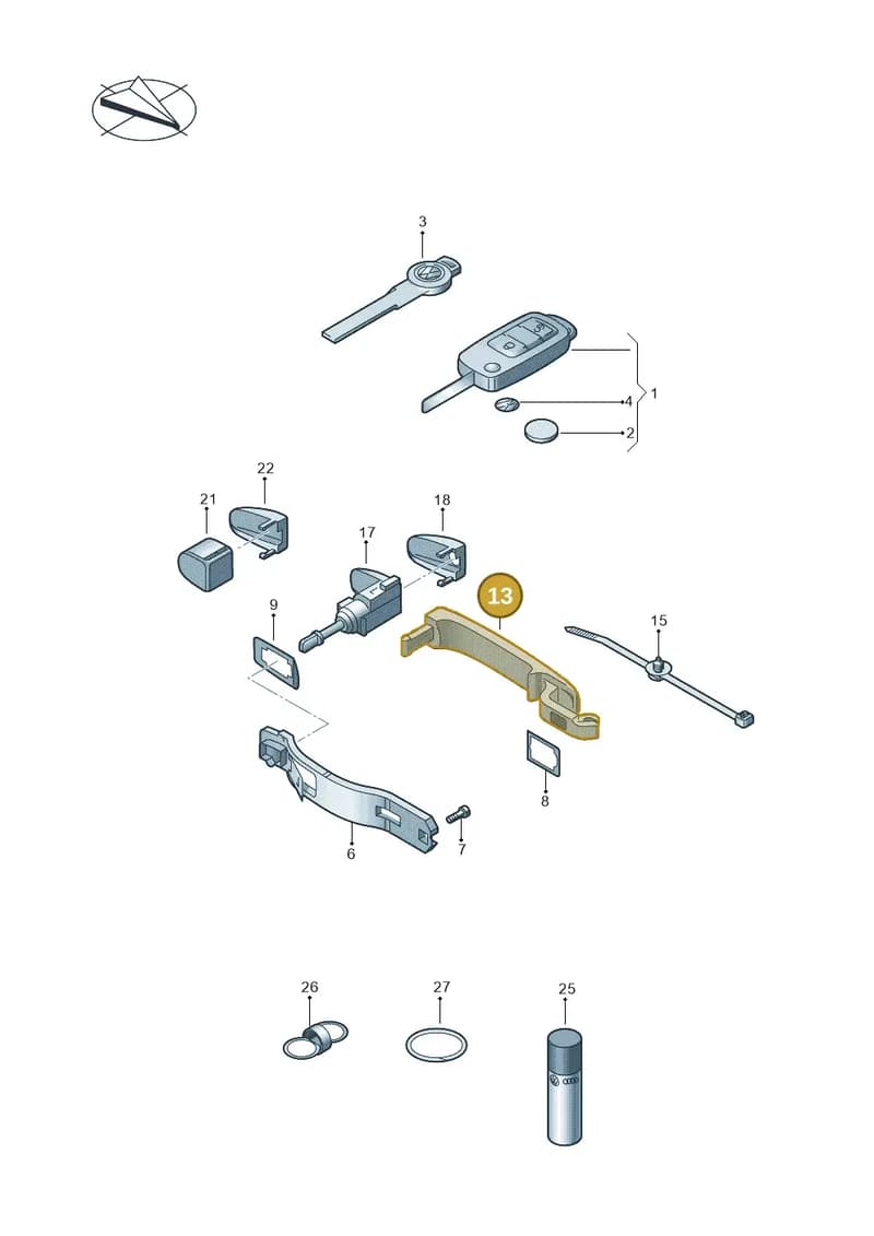 3D0837206DGRU — Volkswagen Phaeton 4motion (2008-2010) diagram 258837100, position 13