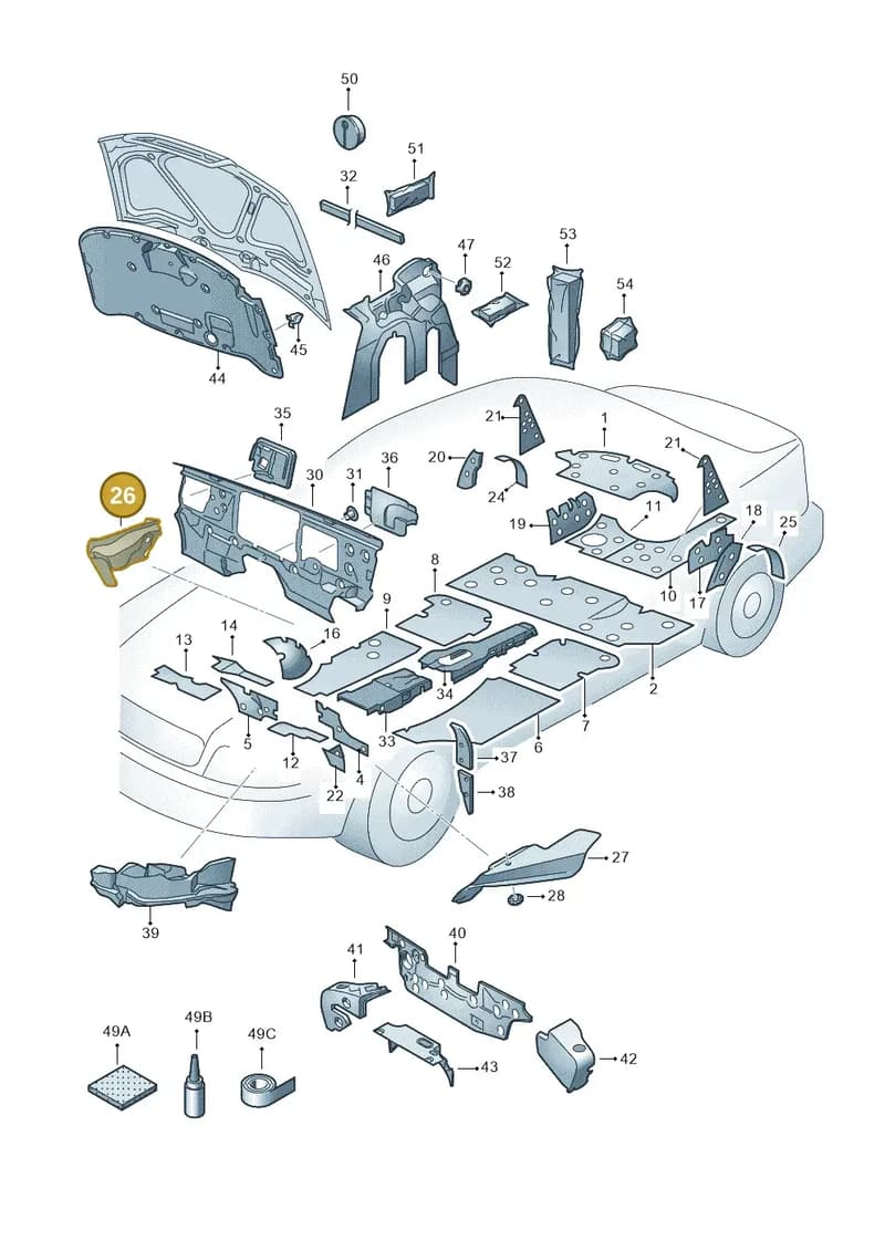 3D0864869 — Volkswagen Phaeton 4motion (2010-2016) diagram 258863200, position 26