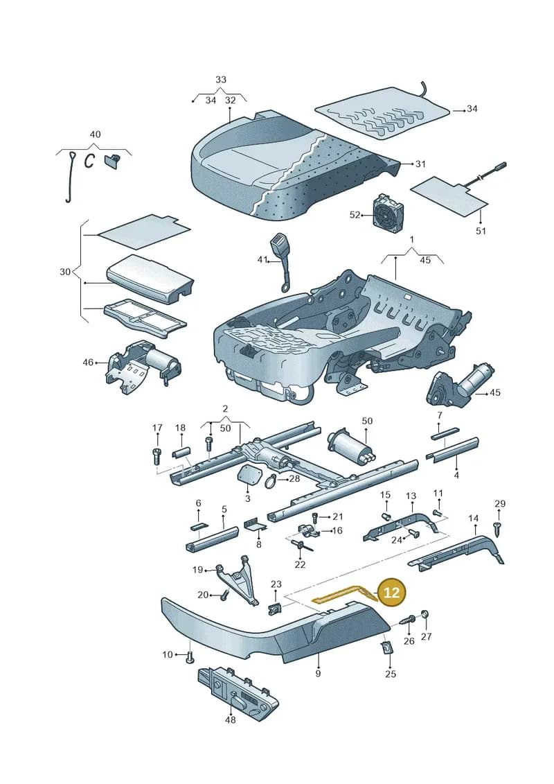 3D0881458B71N — Volkswagen Phaeton 4motion (2010-2016) diagram 258881000, position 12