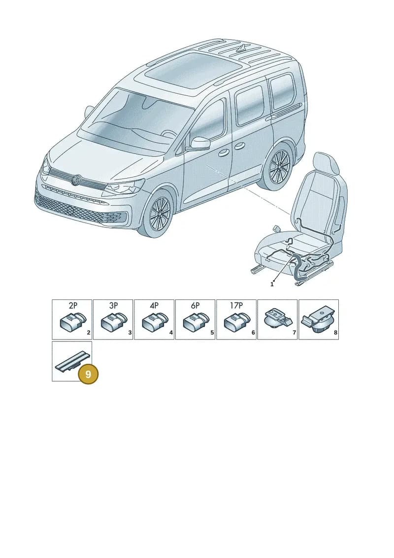 3D0971848B — Volkswagen Caddy Maxi (2020-2025) diagram 2ka972027, position 9