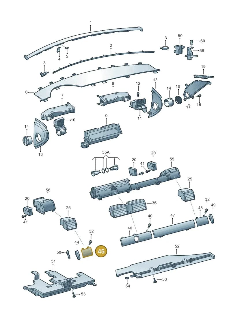 3D1815743C3T4 — Volkswagen PHAETON                08> (2007-) diagram 258819300, position 45