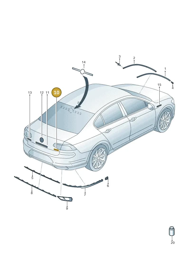 3G0853675EJZQ — Volkswagen Passat Saloon (2014-2024) diagram 793853050, position 10