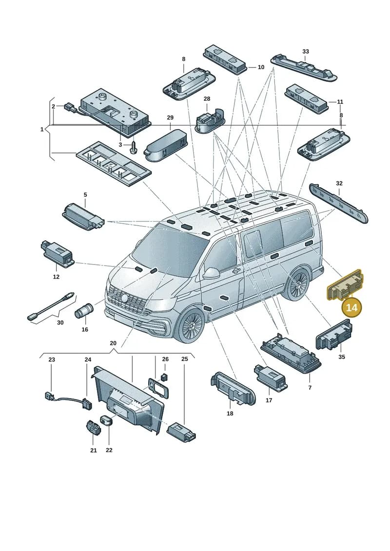 3G0947101A — Volkswagen Caravelle (2019-2024) diagram 7ep947000, position 14