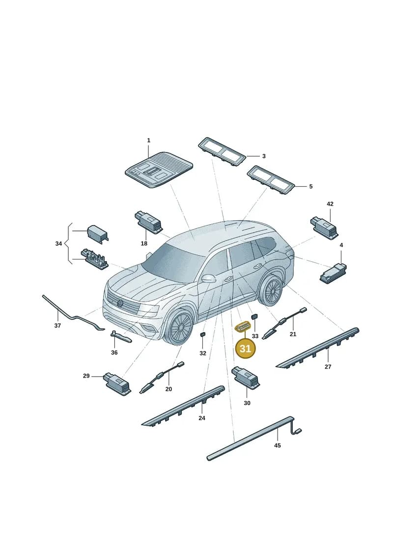 3G0947411D — Volkswagen Atlas (2023-2024) diagram 3ch947000, position 31