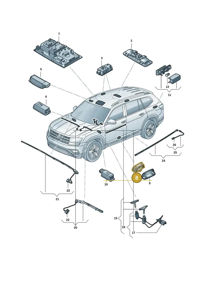 3G0947411D — Volkswagen Atlas Cross Sport (2019-2023) diagram 3cm947000, position 8
