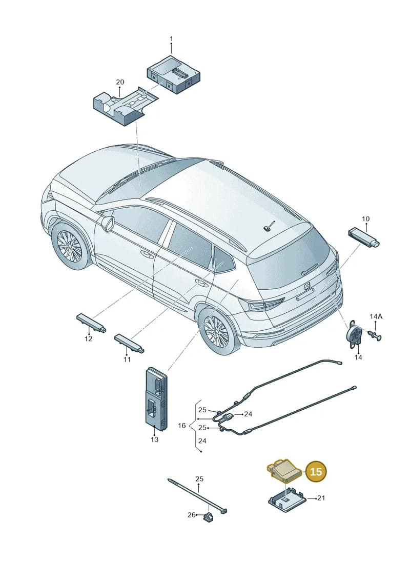 3G0962243B — Skoda Karoq (2017-2023) diagram 893909000, position 15