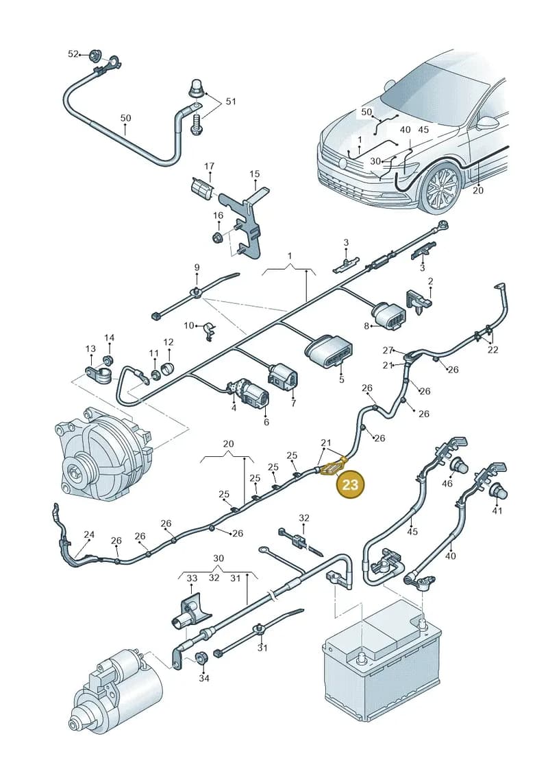 3G0971615D — Volkswagen Passat Saloon (2014-2024) diagram 793971650, position 23