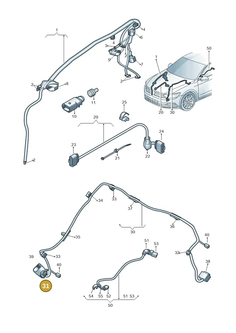 3G0971845 — Volkswagen Passat saloon (2014-2024) diagram 793971880, position 31