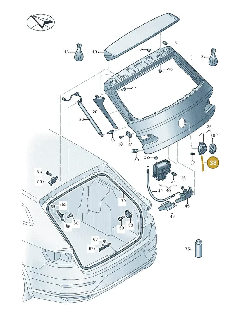 3G7827861A — Volkswagen Arteon (2017-2025) diagram 828827100, position 38