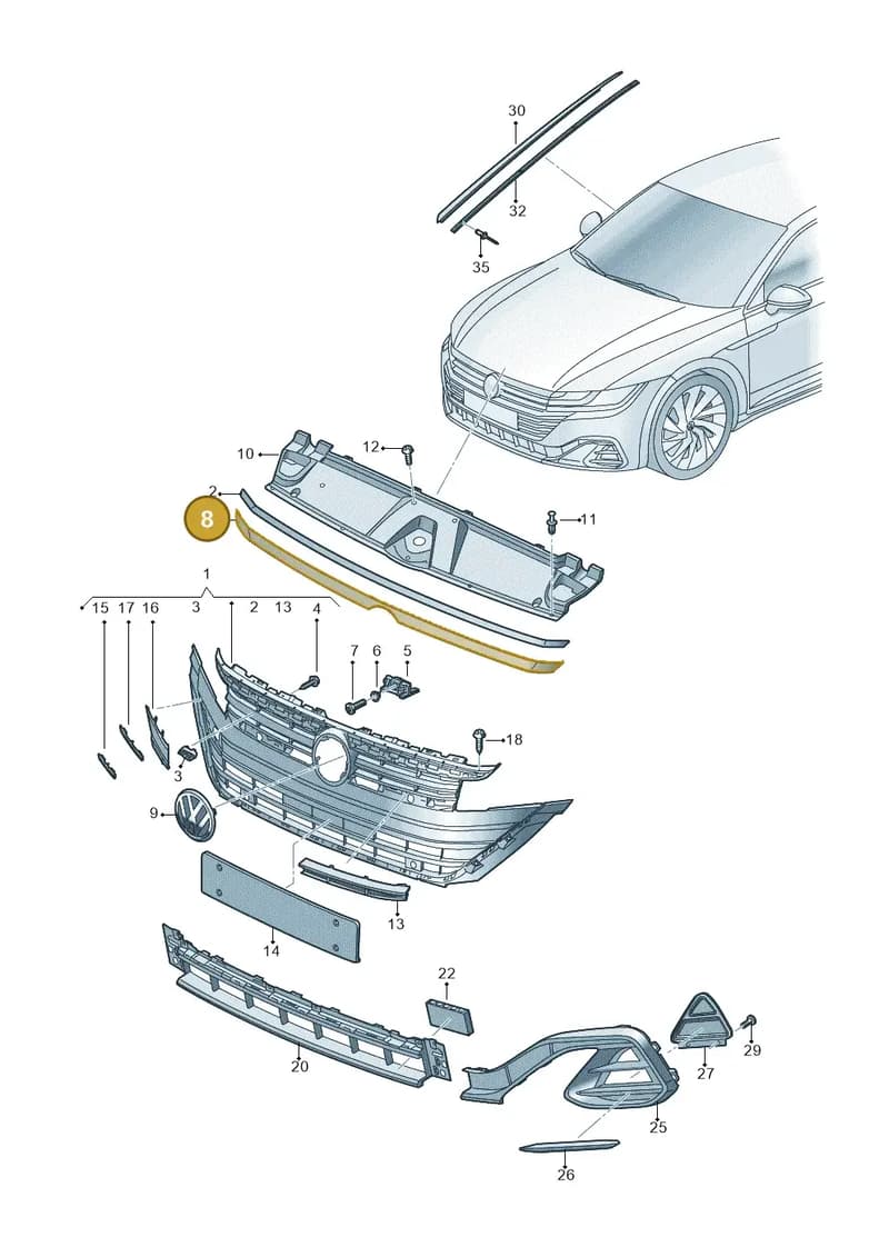 3G8853053BGRU — Volkswagen Arteon (2017-2025) diagram 828853010, position 8