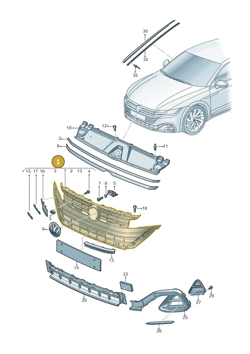 3G8853651BNZLL — Volkswagen Arteon (2017-2025) diagram 828853010, position 1