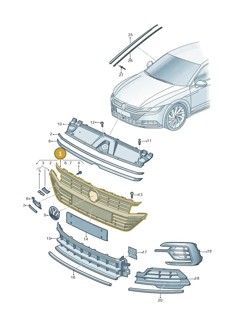 3G8853651BRZLL — Volkswagen Arteon (2017-2025) diagram 828853000, position 1