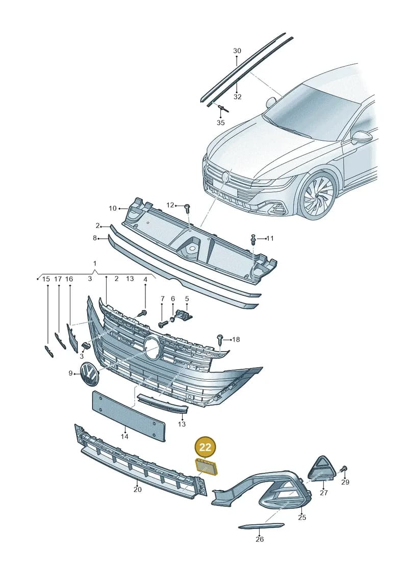 3G8853949B9B9 — Volkswagen Arteon (2017-2025) diagram 828853010, position 22