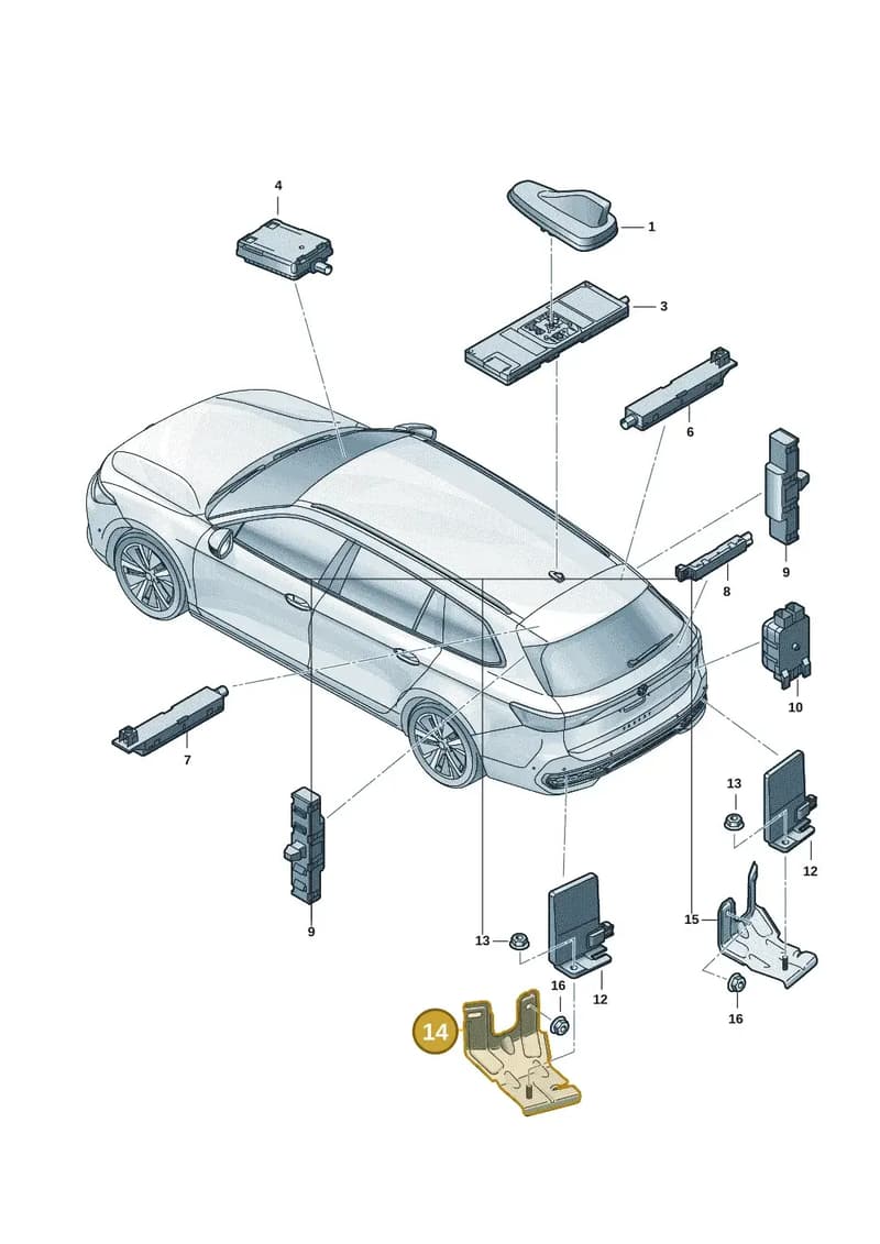 3J0035462 — Volkswagen Passat Estate (2023-2025) diagram 3j0035200, position 14