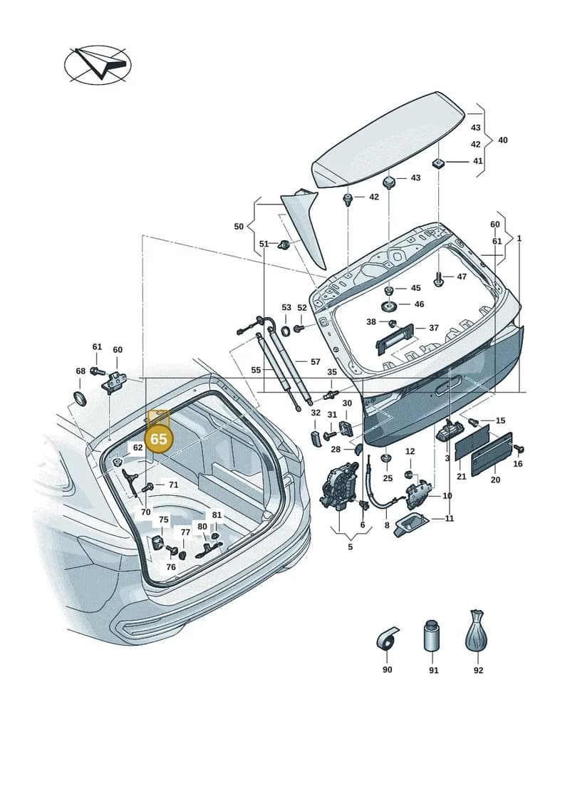 3J0827705A — Volkswagen Passat Estate (2023-2025) diagram 3j0827000, position 65