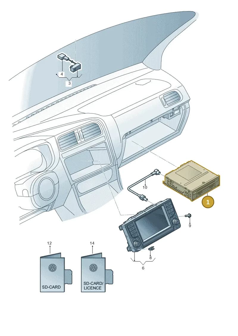 3Q0035846A — Volkswagen Polo 1.4 BlueMotion (2014-2017) diagram 773035030, position 1