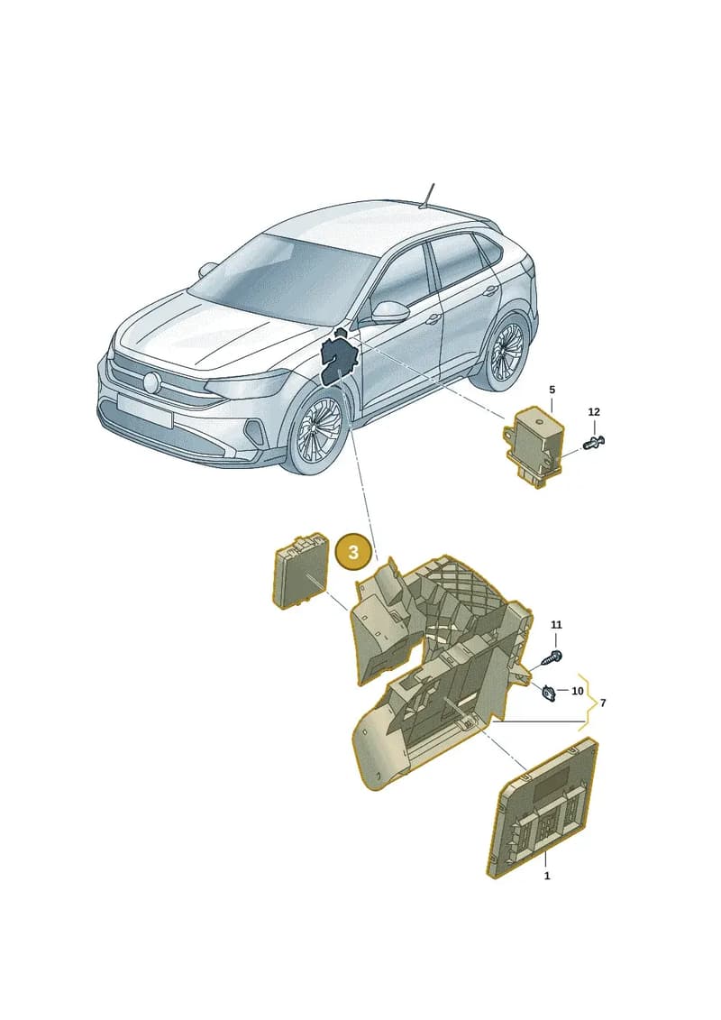 3Q0907530BB — Volkswagen Taigo (2021-2025) diagram 2f0937500, position 3