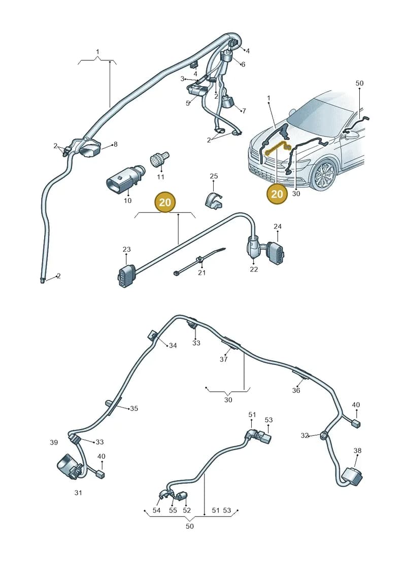 3Q0971068B — Volkswagen Passat saloon (2014-2024) diagram 793971880, position 20