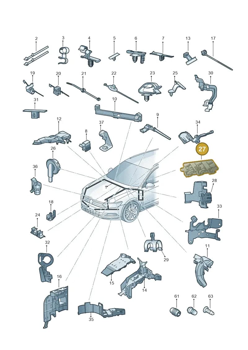 3Q0971848 — Volkswagen Passat Saloon (2014-2024) diagram 793971820, position 27