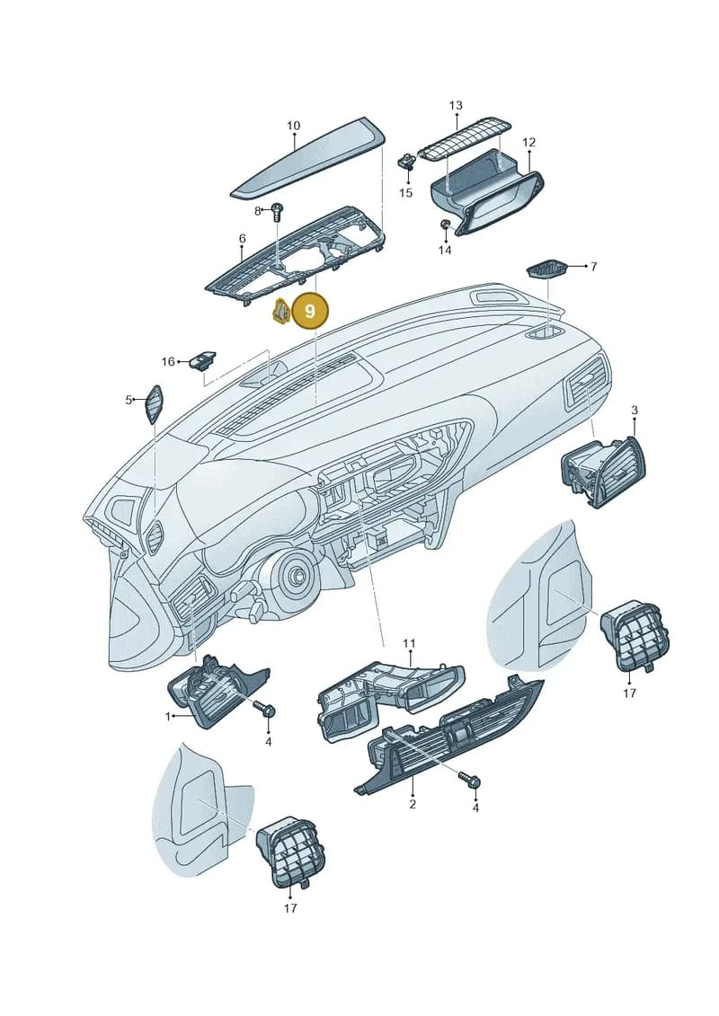 3W0864215 — Audi RS6 Avant (2013-2018) diagram 758819100, position 9