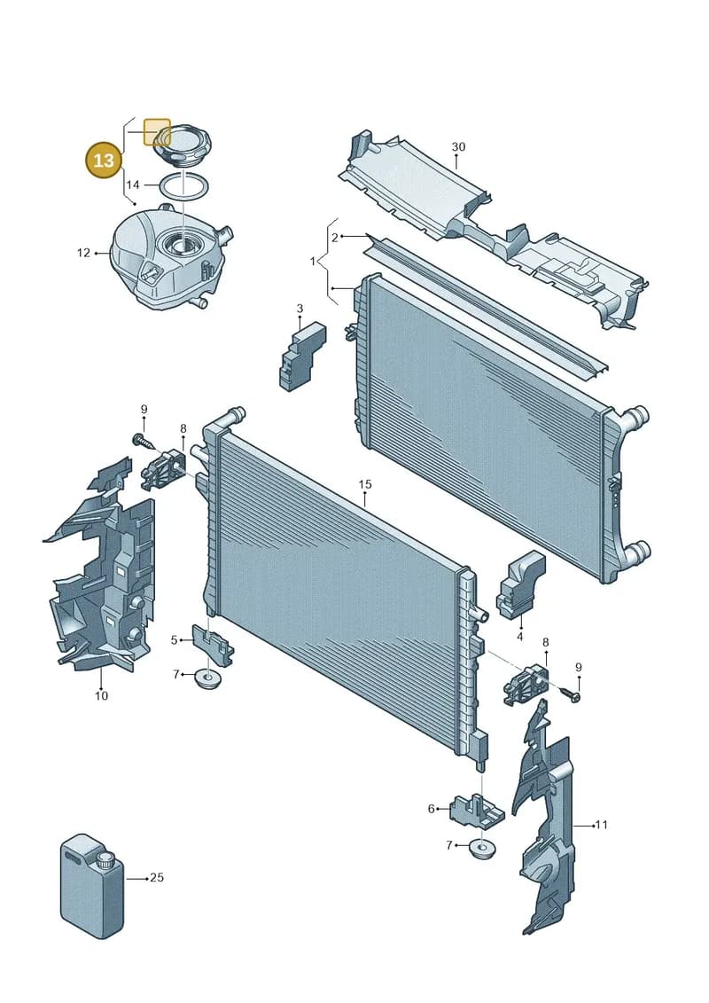 3WA121407C — Volkswagen Golf (2019-2025) diagram 5h0122100, position 13